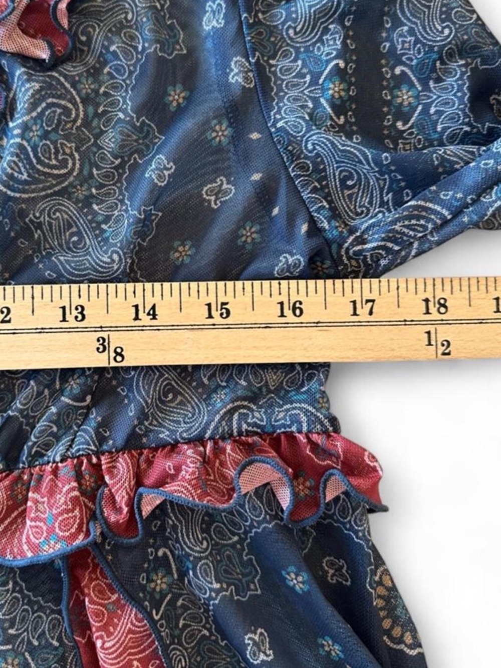 Natural Life Sierra Bandana Paisley Mesh Ruffle Boho Babydoll Button Up Top NWT - Picture 7 of 8